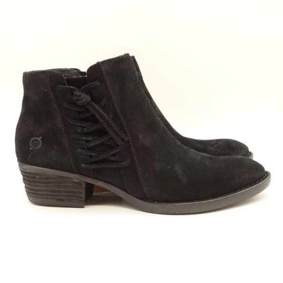 NWT BORN Bessie Ankle Boots Black Suede Leather - Picture 3 of 8